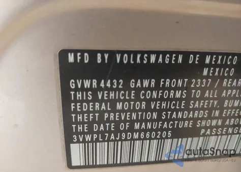 2013 Volkswagen Jetta Sportwagen 2.0L Tdi z USA, uszkodzony, nr VIN 3VWPL7AJ9DM660205